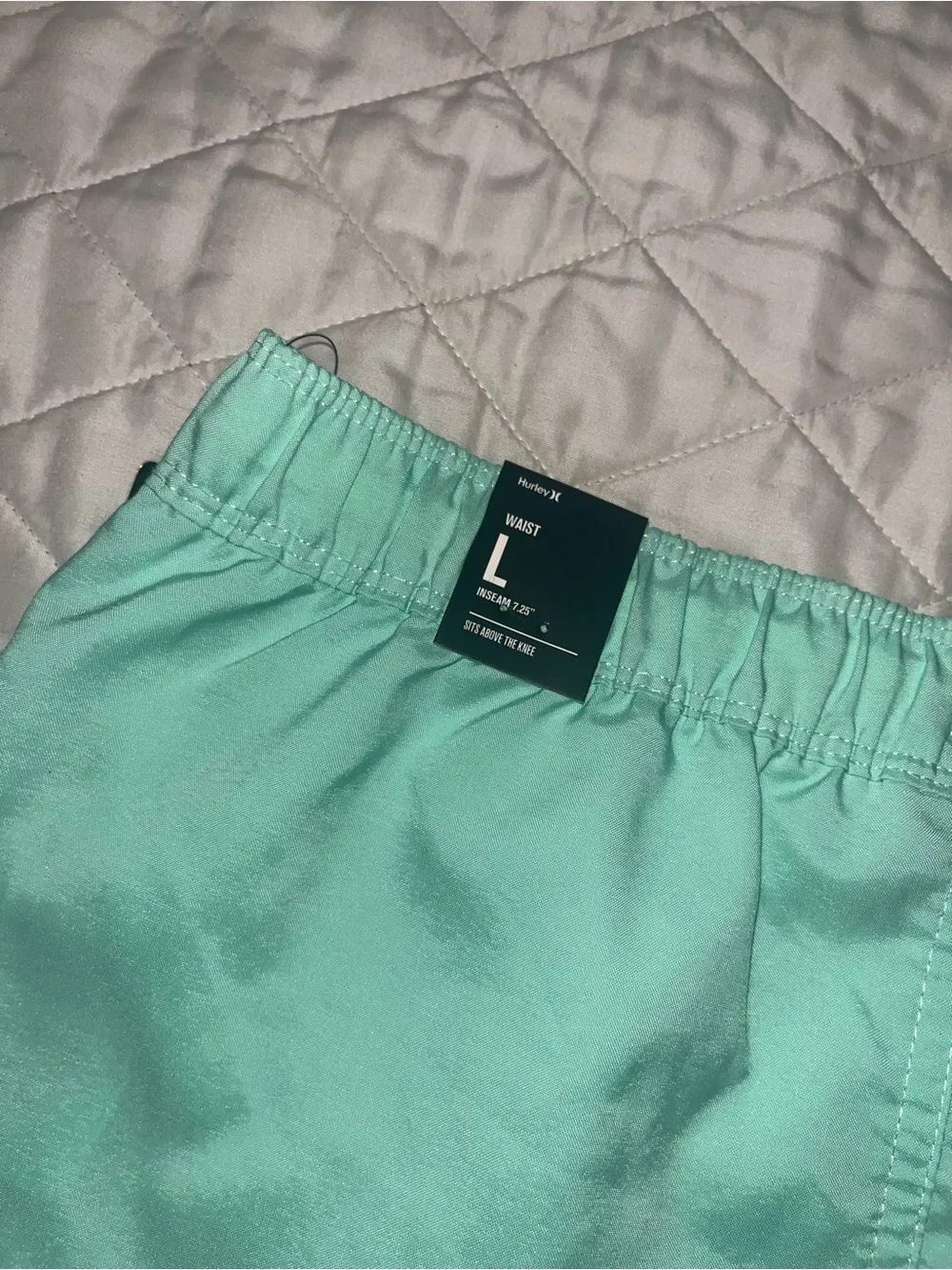Hurley Boys Large Mint Green Swim Trunks. NWT 2 Way Stretch Lined New